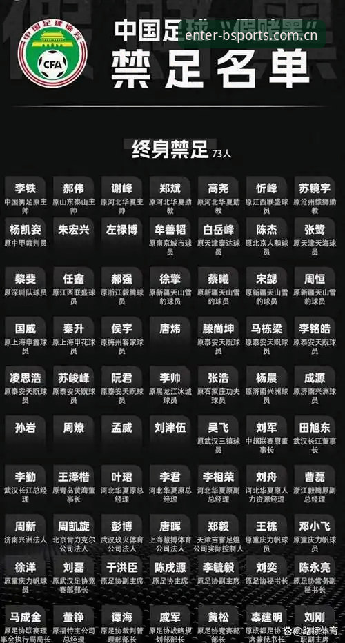 资深行业观察者分享中国足协第三批禁足名单深度分析，B体育官方用户热议足坛反腐新动向